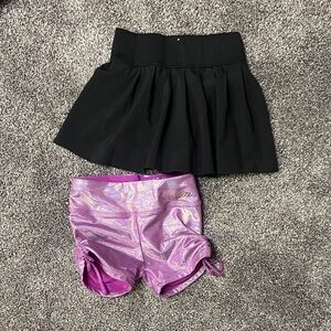 Justice Black Skirt and Iridescent Purple Shorts Set